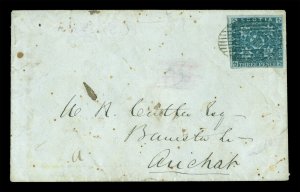 NOVA SCOTIA 1852 3p deep blue Scott # 3  used VF on small cover  to Arichat