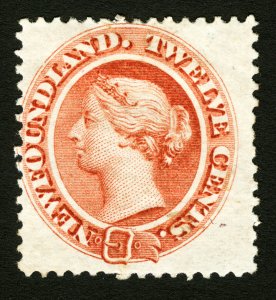 Newfoundland #28 1870 12c Pale Red Brown Queen Victoria Mint OG Hinged