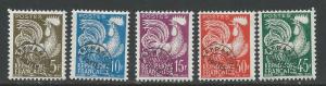 France # 840-844  Gallic Cock precancels    (5)    Mint NH