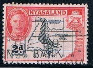 Nyasaland Protectorate 71, 2p Map and Coat of Arms, used, VF