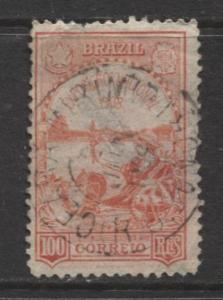 Brazil - Scott 189 - Liberty Emblems Issue -1908 - Used - Single 100r Stamp