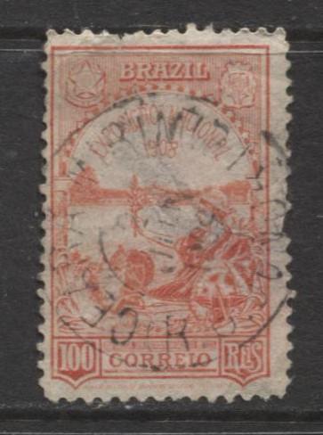 Brazil - Scott 189 - Liberty Emblems Issue -1908 - Used - Single 100r Stamp