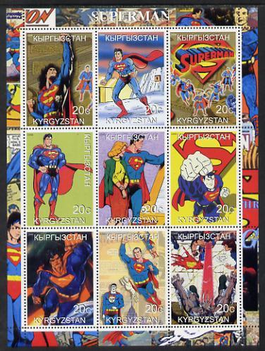 Kyrgyzstan 2000 Superman perf sheetlet containing 9 value...