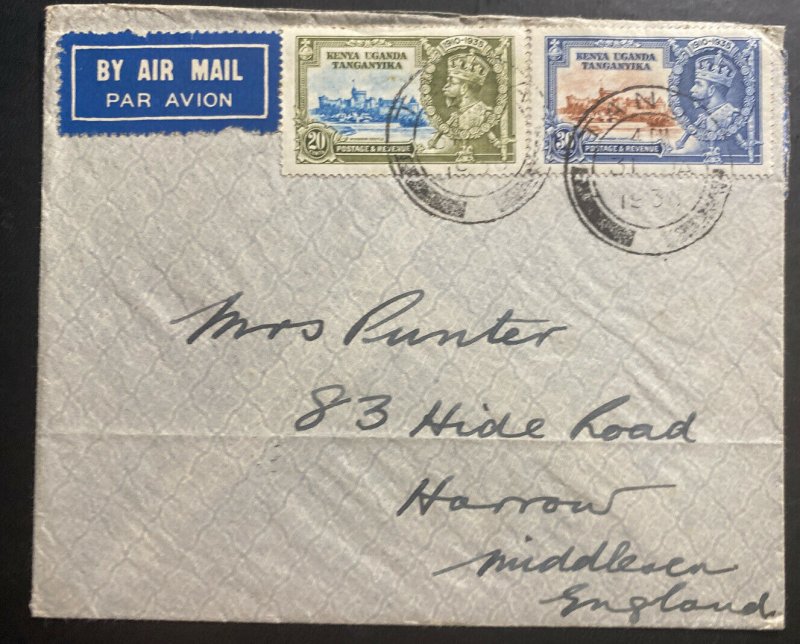 1936 Tanga Tanganyika British KUT Airmail Cover To Harrow England 