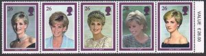 Great Britain 1791-1795a, MHN. Mi 1729-1733. Princess Diana Memorial issue 1998.