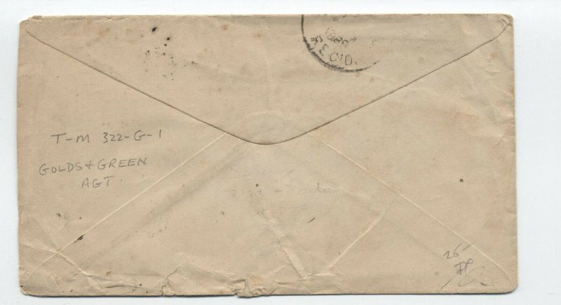 c1890 Golds & Green Agt. #212 pair on cover NC [H.1309]