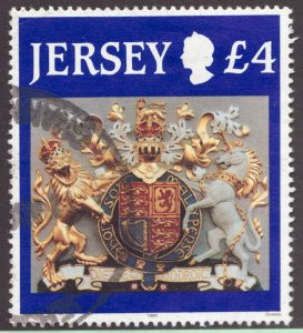 1995 Jersey Sc #506 - £4 - National Emblem / Coat of Arms - Used stamp cv$13