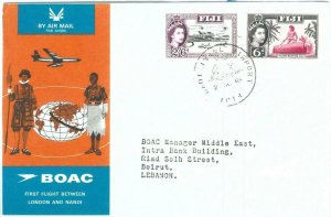 72174 - FIJI - Postal History - FIRST FLIGHT: London - Nandi  to LEBANON 1965