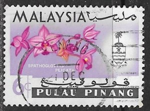 Malaysia-Penang ~ Scott # 70 ~ Used ~ Orchids