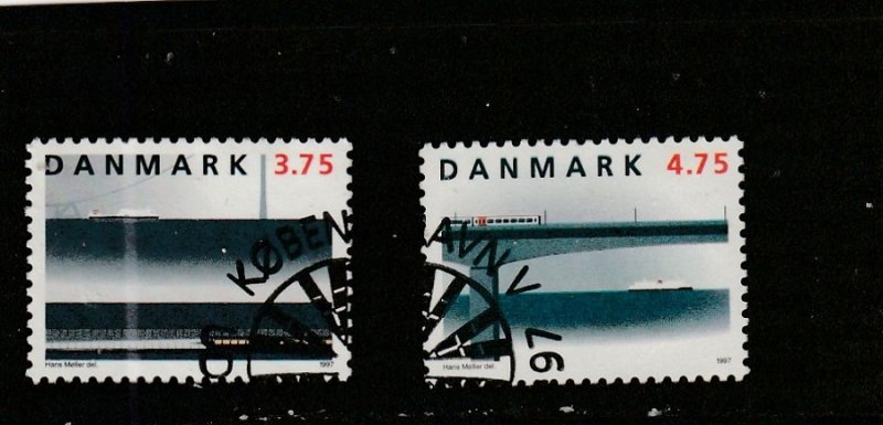 Denmark  Scott#  1071-1072  Used  (1997 Great Belt Railway)