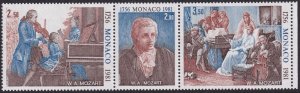 Sc# 1277a Monaco 1981 Mozart by Carmontelle complete set strip of 3 MNH $8.50 