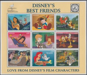 GHANA Sc#1902 DISNEY SHEET of 9 DIFF CELEBRATING DISNEY'S BEST FRIENDS