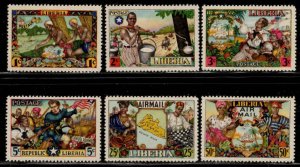 Liberia #309-12, C63-64 ~ Cplt Set of 6 ~ Perf 12.5  ~ Unused, HM  (1949)