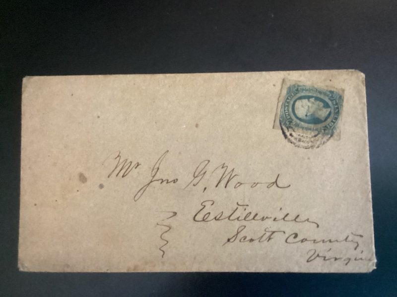 CSA CIVIL WAR COVER #12 4 margin copy sent to J. G. Wood Estillville Scott CO VA