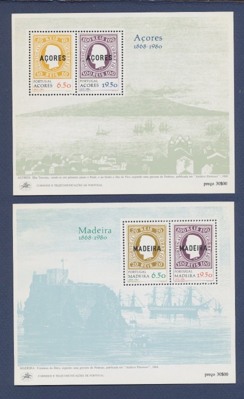 PORTUGAL - AZORES Scott  315A AND MADEIRA - stamp-on-stamp - 1980