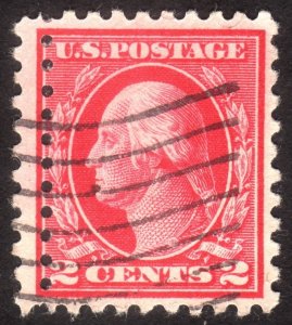 1914, US 2c, Double perf left Error, Used, Sc 425