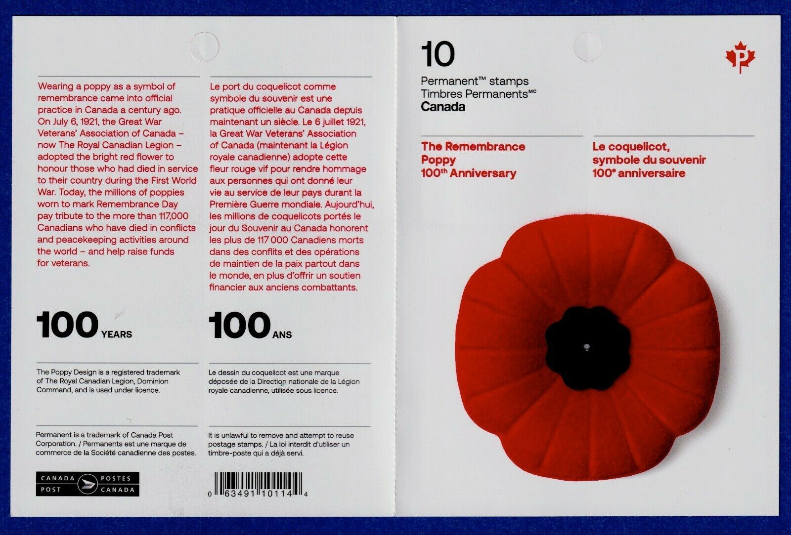 The Remembrance Poppy - Canada Postage Stamp