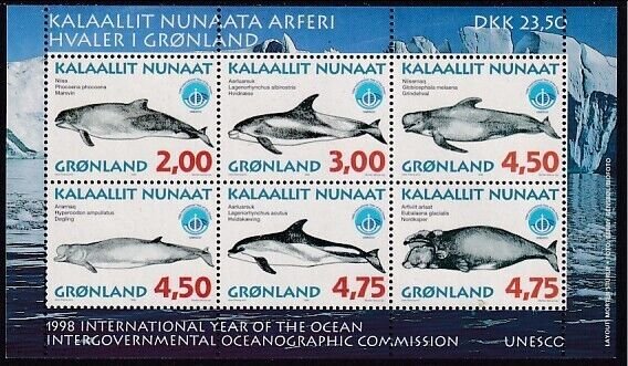 Sc# 334a Greenland 1998 Whales S/S Souvenir sheet MNH CV $10.00 