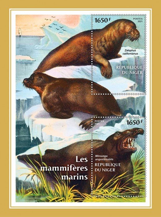 NIGER - 2021 - Marine Mammals - Perf Souv Sheet -Mint Never Hinged