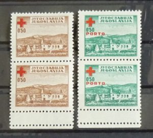 Yugoslavia c1949 - DOUBLE PERF. - Red Cross Stamps MNH - Slovenia Croatia US 3 