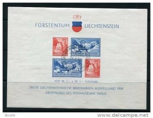 Liechtenstein 1936 Souvenir Sheet Mi Block 2 Imperf. Used/CTO First Day cancel S