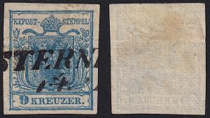 Austria - 1850 - Scott #5 - used - Type II - STERNBERG pmk Czech Republic