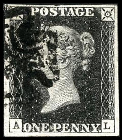 Penny Black (AL) Plate 6 Four Margins