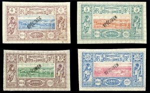 French Colonies, Somali Coast #8-9,11,16, 1894-1902 4c, 5c, 10c and 50c, four...