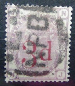 Great Britain 1880 - 1883 3d on 3d Lilac Plate 21 SG159 Used