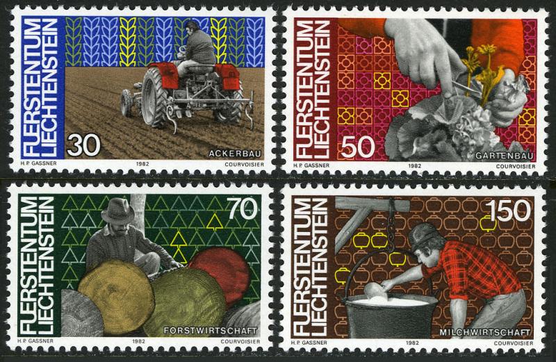 Liechtenstein 740-743,MI 802-805, MNH. Farming,Horticulture,Forestry,Dairy, 1982