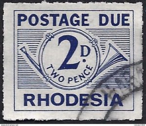 RHODESIA 1965 QEII 2d Deep Blue SGD9 FU