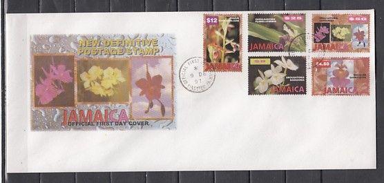 Jamaica, Scott cat. 873-877.  Orchids Definitive issue. Long First day cover.