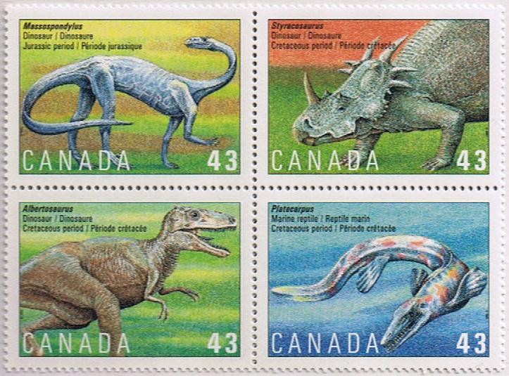 Canada Mint VF-NH #1498a Prehistoric Life in Canada block/4