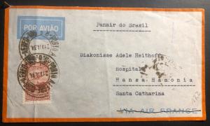 1934 Porto Alegre Brazil Raspe Hospital Airmail Cover To Santa Catarina Panair