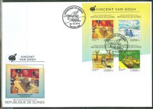 GUINEA 2014 VINCENT van GOGH SHEET FIRST DAY COVER