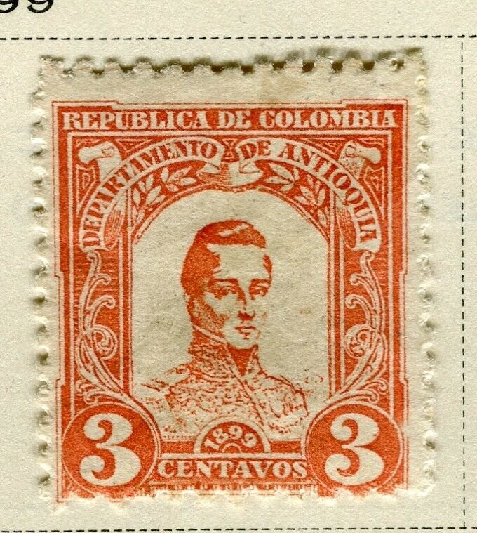 COLOMBIA ANTIOQUIA; 1899 early Bolivar issue Mint hinged 3c. value