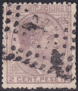 Spain 1878 Sc 232 used rombo de puntos cancel trimmed