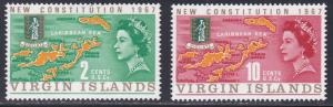 Virgin Islands # 179-180, Map of Islands., NH, 1/3 Cat.