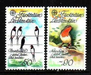 Liechtenstein-Sc#829-30- id9-Unused NH set-Birds-Europa-1986-