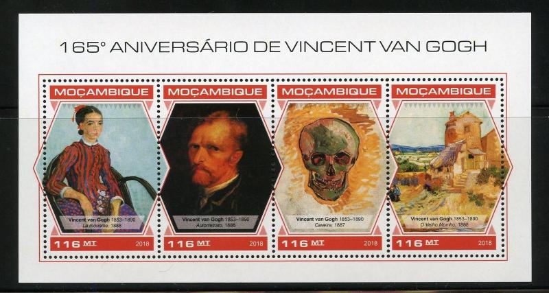 MOZAMBIQUE 2018 165th BIRTH OF VINCENT van GOGH PAINTING SHEET MINT NH