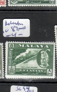 MALAYA KELANTAN (P0607B) SULTAN 8C  TRAIN  SG 87   MNH 