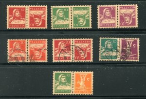 Switzerland William Tell Tete Beche Stamp Pairs MH and Used, All Type 2