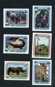 Central African Republic  Scott 323-328- Animals- M NH