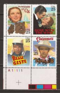 ALLY'S STAMPS US Plate Block Scott #2445-8 25c Classic Films [4] MNH [STK]