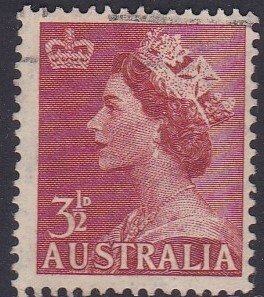 Australia  1953 QE II 3d,  3 1/2d - used