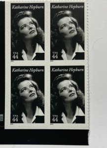 US 2010 Katharine Hepburn #4461 Plt Blk of 4 MINT