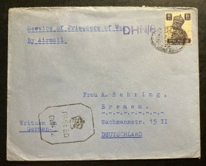 1940s Dehra Dun India POW Prisoner Of War Camp Cover to Bremen Germany Behring