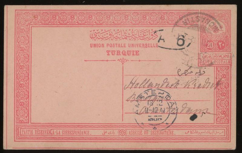 1908 Turkey Postal Stationery Card TO Amsterdam