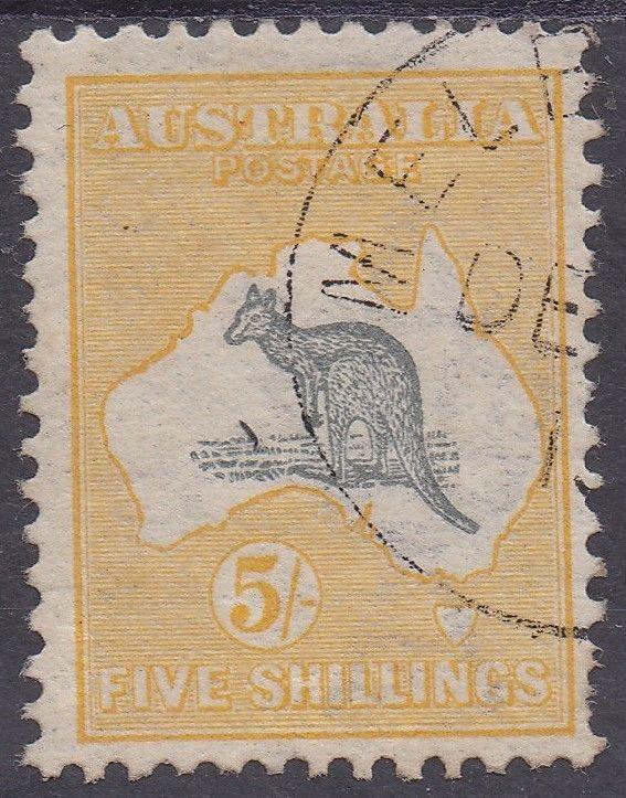 AUSTRALIA 1913 KANGAROO 5/- 1ST WMK CTO 