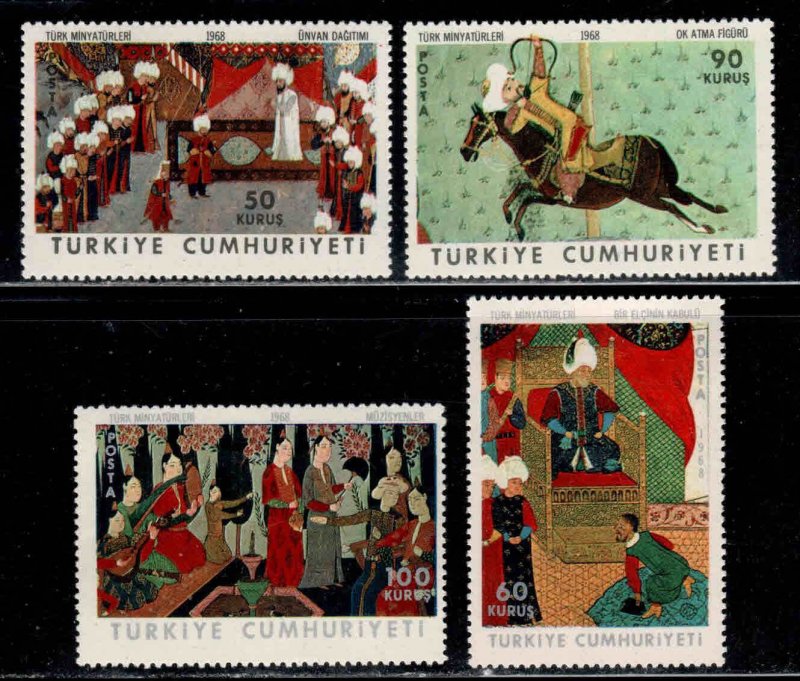 Turkey #1763-66 ~ Cplt Set of 4 ~ Miniatures ~ Unused, LHM, HM  (1968)